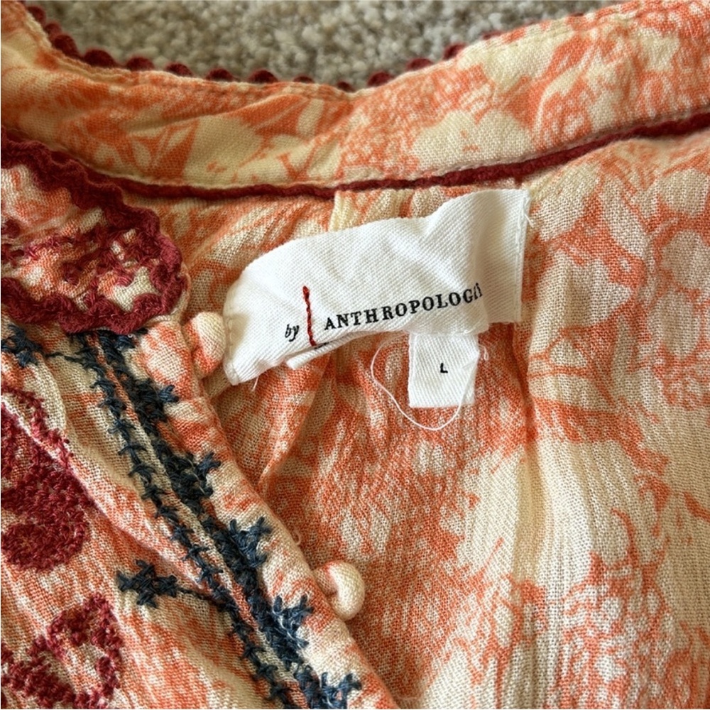 by Anthropologie Claudia Embroidered Babydoll Tunic Top